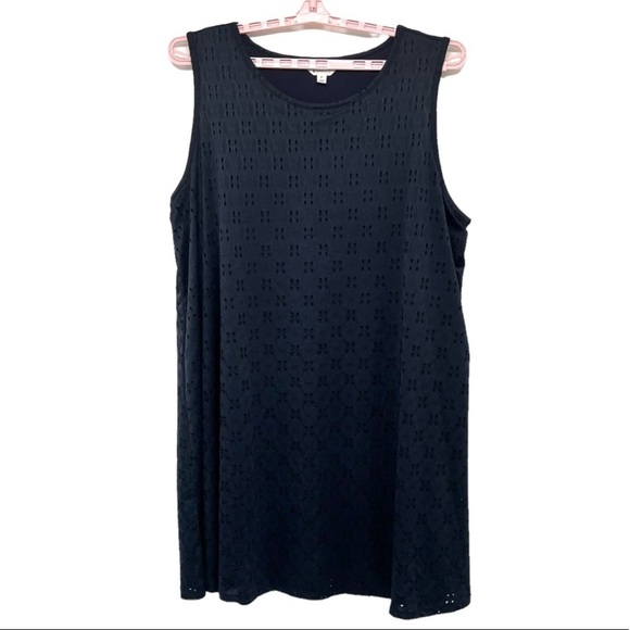 Market & Spruce Dresses & Skirts - Market & Spruce Stitch Fix Navy Blue Eyelet Trapeze Swing Dress Women’s 3X